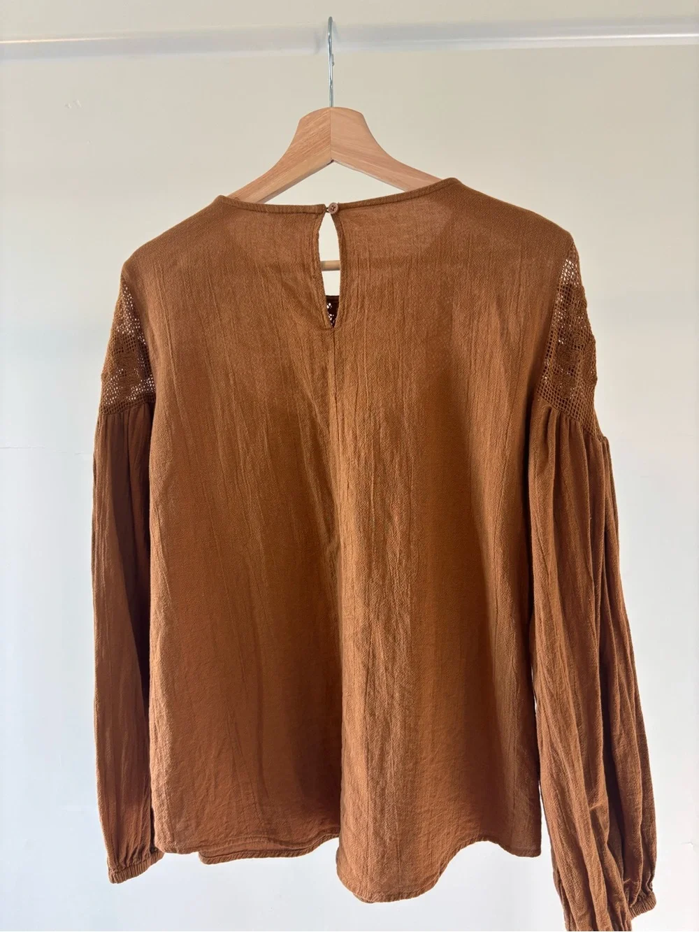 100% Cotton Embroidered Blouse | Rust Orange | Long Sleeve Boho Top